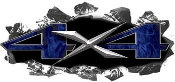 Ripped / Torn Metal 4x4 Decals Inferno Blue Flames