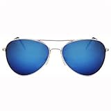 BLUE MIRRORED AVIATOR STYLE METAL RIM SUNGLASSES