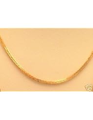 Solid 18k (750) Yellow Gold Square Wheat Link Chain Necklace (1.1mm ), 16" Italian 2g