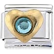 Heart March Birthstone Italian Charm