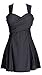 Women's Elegant Crossover One Piece Swimdress Skirted Bottom Swimsuit (FBA), US 18W-20W, pearl black, tag size 7XL
