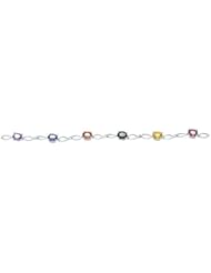 4.46CTW 18K White Gold Genuine Natural Multi-Color Sapphire and Diamond Bracelet 7"