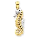 14k and Rhodium Seahorse Pendant
