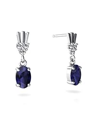 Genuine Sapphire 14kt White Gold Dangle Drop Earrings