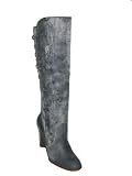 MODERN VINTAGE Hazel Lace Back Wedge Boots in Dusty Blue
