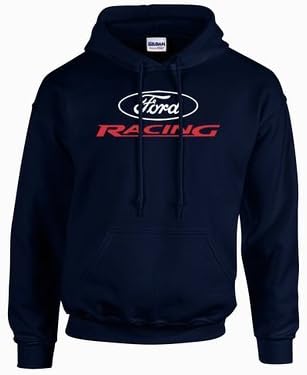 Ford Racing Pullover Hoodie Red & White Logo Nascar Hooded Mens Sweatshirt Size X-Large Navy Blue