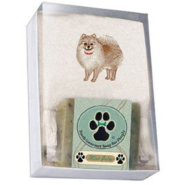 Single Gift Box with Pomeranian Soap and Towel