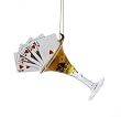 Happy Hour Yellow Martini Glass with Royal Flush Magnet Christmas Ornament 4.5"