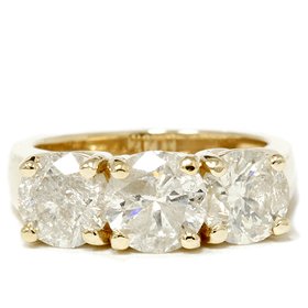 3.00CT Three Stone HUGE Real Diamond 14k Gold New Ring