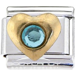 Heart March Birthstone Italian Charm