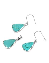 Sterling Silver Turquoise Pendant with Earrings Jewelry Set