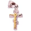 Sterling Silver Orthodox Cross - with Gold plated Corpus ( 2cm or 0.8 inches) - Thick
