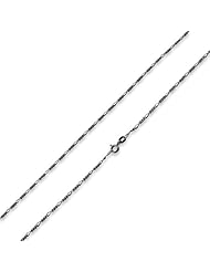 Black Rhodium Plated Sterling Silver Figaro Chain 2.3MM ( 16", 18", 20" 22", 24" Inch Lengths)