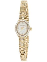 Elgin EG7013 Womens Gold-Tone Mother of Pearl Dial Swarovski Crystal Bezel Oval Watch