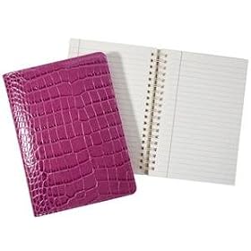 Wire-O-Notebook 7'' Croco-Embossed Pink Fine Calfskin Leather by Graphic Image - 5x7