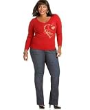 Apple Bottoms Juniors Plus - Apple Bottoms Plus Size Classic V-Neck Sweater & Slim-Leg Jeans with Apple Pockets
