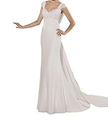 Chiffon/Satin Cap Sleeves Applique Lace Backless Open-Back Sheath Party Dress/Wedding Dress/Maxi Dress 