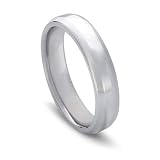 18k White Gold Flat Top Comfort Fit Women's Wedding Band with Beveled Edges, 5mm
