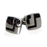 Edgy Dark Carbon Fiber Stainless Steel Cufflinks with Artistic Design with Presentation Box