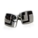 Edgy Dark Carbon Fiber Stainless Steel Cufflinks with Artistic Design with Presentation Box