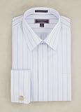 Roberto Villini Non Iron Blue Multi-Stripe Big and Tall Dress Shirt with French Cuffs