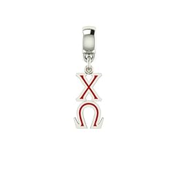 Chi Omega Lavaliere Drop Charm. Solid Sterling Silver with Enamel