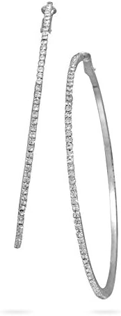 Extra Large 3-inch Shoulder Duster Crystal Hoops Silver Tone Lead Free Surgical Steel Earwires