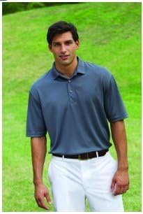 Whispering Pines Sportwear Men's Three Button Pique Polo Shirt, STEEL GREY, S