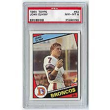 John Elway 1984 Topps Rookie Card #63 Graded Near Mint to Mint PSA-8