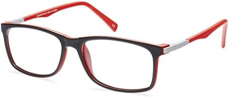 Cagalli Cr1012 Rectangle Vintage Rx Eyeglasses Clear Lens Lightweight Frame (Black Red)