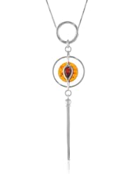 Sterling Silver Honey Amber Tigers Eye Necklace, 16.5"