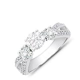 Search : 1.10 Carats Diamond Engagement Ring on 14k White Gold Round Cut Sale