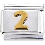 Gold NUMBER TWO Italian Charm