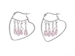 Sterling Silver Heart Shape Earrings with Pink Jewels