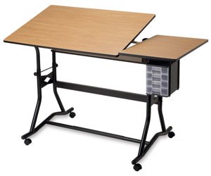Alvin CraftMaster III Split Top Deluxe Hobby and Drawing Station - Split Top, Cherry Woodgrain