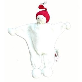 Sckoon Organic Cotton Soft Toy: Baby Flat Doll (stuffing is organic cotton, too!) Red Cap by Sckoon