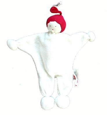 Sckoon Organic Cotton Red Cap Soft Baby Flat Doll (stuffing is organic too!)