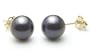 AugustinaJewelry AAA Quality Round 7.5-8mm Akoya SaltWater cultured Black Pearl Earrings with 14K Yellow Gold Mount
