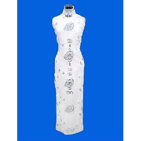 Sequins Pure Silk White Qipao Dress