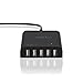 KabelDirekt 40W / 8 Amps 5 Port High Speed USB Charger with IDD Technology (Intelligent Device Detection) - Perfect for all iOS & Android devices and every other device with an USB port - black - PRO Series