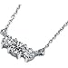 14K White Gold Created Moissanite Three Stone Necklace On 18 Diamond Cut Cable Chain