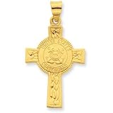 24k Gold-plated Sterling Silver Coast Guard Cross Pendant
