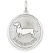 dachshund41 - 14k White Gold Polished Engraveable Dachshund Disc Charm