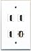RiteAV - 3 x HDMI and 1 x USB 2.0 A/A Female Port Wall Plate White