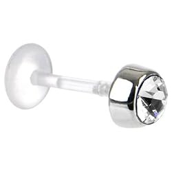 16 Gauge 5/16 Clear Solitaire Bioplast Tragus Labret Monroe