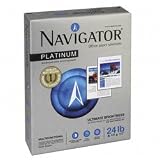 NAVIGATOR NPL11245R Platinum Paper, 24-lb., 8-1/2 x 11, Bright White, 500 Sheets/Rm, 5 Rms/Ct