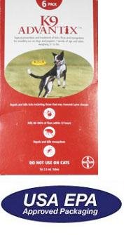 6 MONTH K9 ADVANTIX Red (for dogs 21-55lbs)