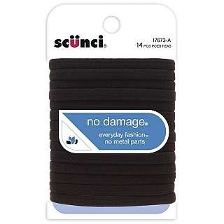 Scunci 1767303a048 Black No DamageTM Flat Elastic Hair Bands 14 Count
