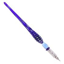 Stylo plume corps en verre - Bleu et Blanc -