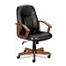 800 Series Mid-Back Swivel/ Tilt Chair - Black Leather/ Bourbon Cherry Finish